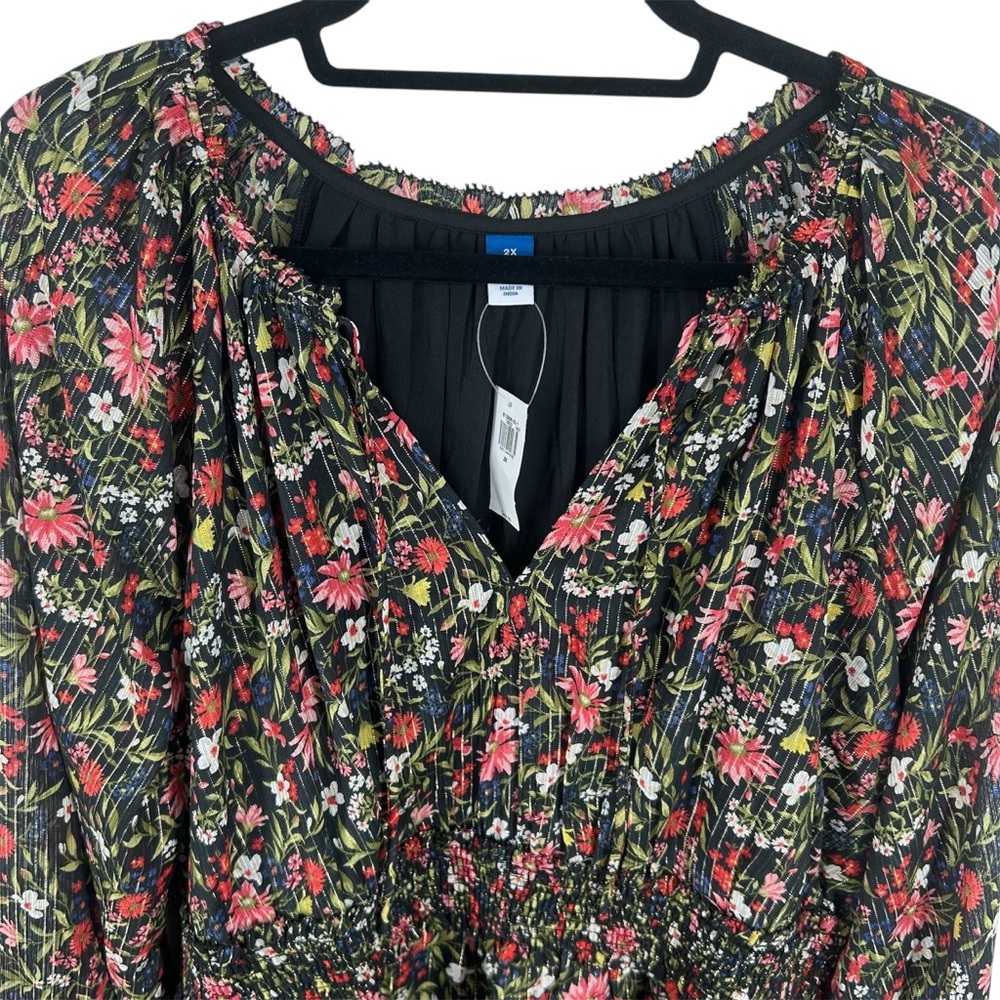 NWT Old Navy Waist-Defined Floral Shine Mini Dress in Black Floral Size 2X READ - Picture 3 of 10